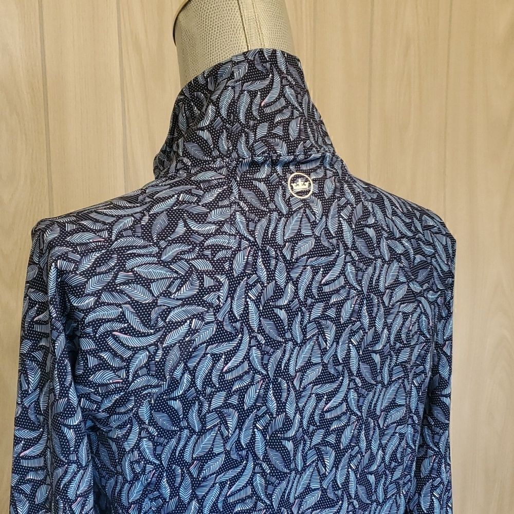 Peter Millar | Navy Palm Frond Print Skirted Full-Zip Jacket - Picture 7 of 9